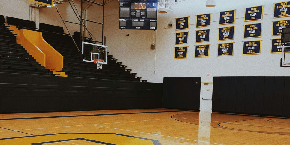 Gym filled with championship banners
